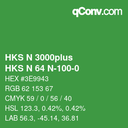 Código de color: HKS N 3000plus - HKS N 64 N-100-0 | qconv.com