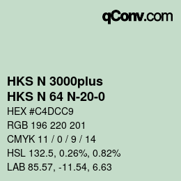 Farbcode: HKS N 3000plus - HKS N 64 N-20-0 | qconv.com