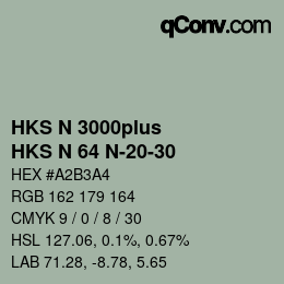 Color code: HKS N 3000plus - HKS N 64 N-20-30 | qconv.com