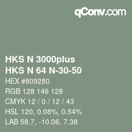 Color code: HKS N 3000plus - HKS N 64 N-30-50 | qconv.com