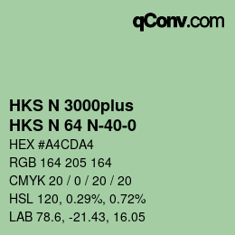 Código de color: HKS N 3000plus - HKS N 64 N-40-0 | qconv.com