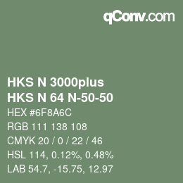 Color code: HKS N 3000plus - HKS N 64 N-50-50 | qconv.com