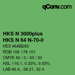 Color code: HKS N 3000plus - HKS N 64 N-70-0 | qconv.com