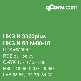 Code couleur: HKS N 3000plus - HKS N 64 N-80-10 | qconv.com