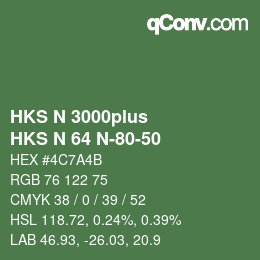 Code couleur: HKS N 3000plus - HKS N 64 N-80-50 | qconv.com