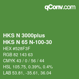 Color code: HKS N 3000plus - HKS N 65 N-100-30 | qconv.com