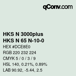 Color code: HKS N 3000plus - HKS N 65 N-10-0 | qconv.com