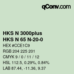 Color code: HKS N 3000plus - HKS N 65 N-20-0 | qconv.com