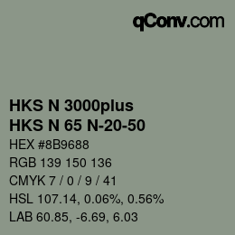 Farbcode: HKS N 3000plus - HKS N 65 N-20-50 | qconv.com