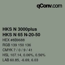 Color code: HKS N 3000plus - HKS N 65 N-20-50 | qconv.com