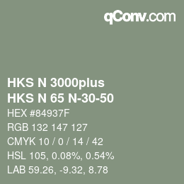 Color code: HKS N 3000plus - HKS N 65 N-30-50 | qconv.com