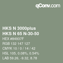 Code couleur: HKS N 3000plus - HKS N 65 N-30-50 | qconv.com