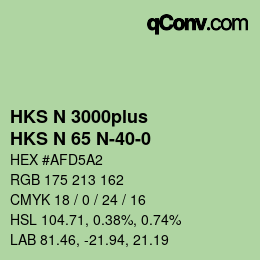 Código de color: HKS N 3000plus - HKS N 65 N-40-0 | qconv.com