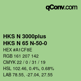 Color code: HKS N 3000plus - HKS N 65 N-50-0 | qconv.com