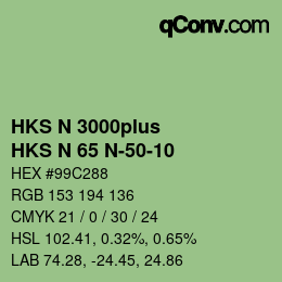 Código de color: HKS N 3000plus - HKS N 65 N-50-10 | qconv.com