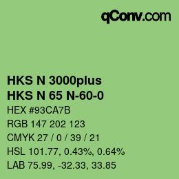 Código de color: HKS N 3000plus - HKS N 65 N-60-0 | qconv.com