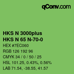 Color code: HKS N 3000plus - HKS N 65 N-70-0 | qconv.com