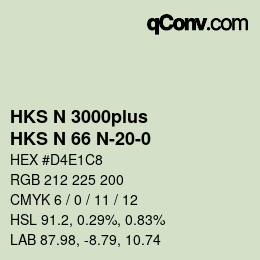 Color code: HKS N 3000plus - HKS N 66 N-20-0 | qconv.com