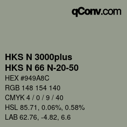 Color code: HKS N 3000plus - HKS N 66 N-20-50 | qconv.com