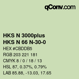 颜色代码: HKS N 3000plus - HKS N 66 N-30-0 | qconv.com
