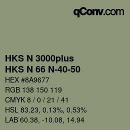 Código de color: HKS N 3000plus - HKS N 66 N-40-50 | qconv.com