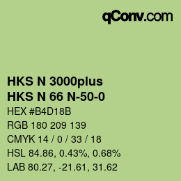 Code couleur: HKS N 3000plus - HKS N 66 N-50-0 | qconv.com