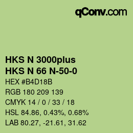 颜色代码: HKS N 3000plus - HKS N 66 N-50-0 | qconv.com