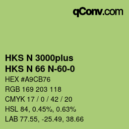 Code couleur: HKS N 3000plus - HKS N 66 N-60-0 | qconv.com