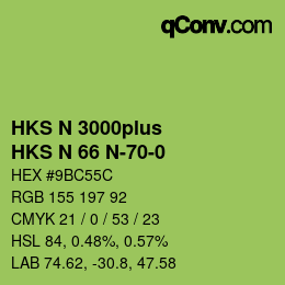 Código de color: HKS N 3000plus - HKS N 66 N-70-0 | qconv.com