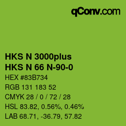 Color code: HKS N 3000plus - HKS N 66 N-90-0 | qconv.com