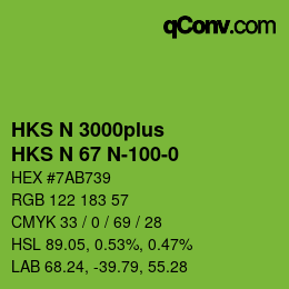 Color code: HKS N 3000plus - HKS N 67 N-100-0 | qconv.com