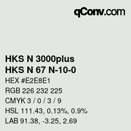 Color code: HKS N 3000plus - HKS N 67 N-10-0 | qconv.com