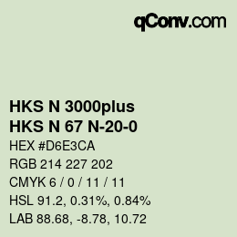 Farbcode: HKS N 3000plus - HKS N 67 N-20-0 | qconv.com