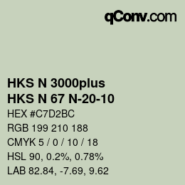 Color code: HKS N 3000plus - HKS N 67 N-20-10 | qconv.com