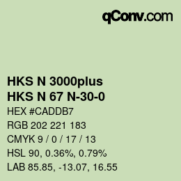 Color code: HKS N 3000plus - HKS N 67 N-30-0 | qconv.com