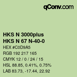 Color code: HKS N 3000plus - HKS N 67 N-40-0 | qconv.com