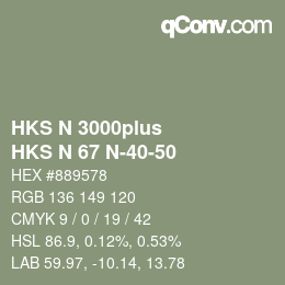 Código de color: HKS N 3000plus - HKS N 67 N-40-50 | qconv.com