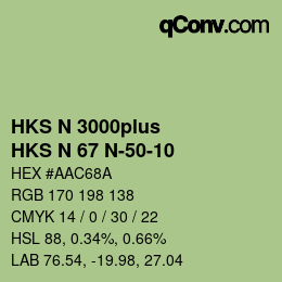 Code couleur: HKS N 3000plus - HKS N 67 N-50-10 | qconv.com