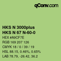 Color code: HKS N 3000plus - HKS N 67 N-60-0 | qconv.com