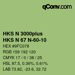 Color code: HKS N 3000plus - HKS N 67 N-60-10 | qconv.com