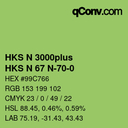 Color code: HKS N 3000plus - HKS N 67 N-70-0 | qconv.com