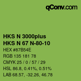 Color code: HKS N 3000plus - HKS N 67 N-80-10 | qconv.com