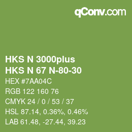 Code couleur: HKS N 3000plus - HKS N 67 N-80-30 | qconv.com