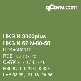 Código de color: HKS N 3000plus - HKS N 67 N-80-50 | qconv.com