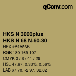 Code couleur: HKS N 3000plus - HKS N 68 N-60-30 | qconv.com