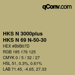 Color code: HKS N 3000plus - HKS N 69 N-50-30 | qconv.com