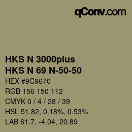 Color code: HKS N 3000plus - HKS N 69 N-50-50 | qconv.com