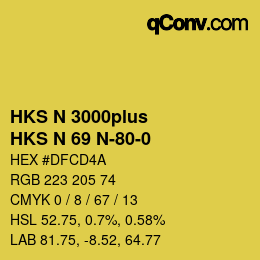 Color code: HKS N 3000plus - HKS N 69 N-80-0 | qconv.com