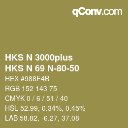 颜色代码: HKS N 3000plus - HKS N 69 N-80-50 | qconv.com