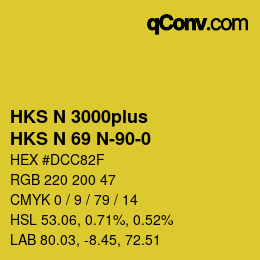 Color code: HKS N 3000plus - HKS N 69 N-90-0 | qconv.com